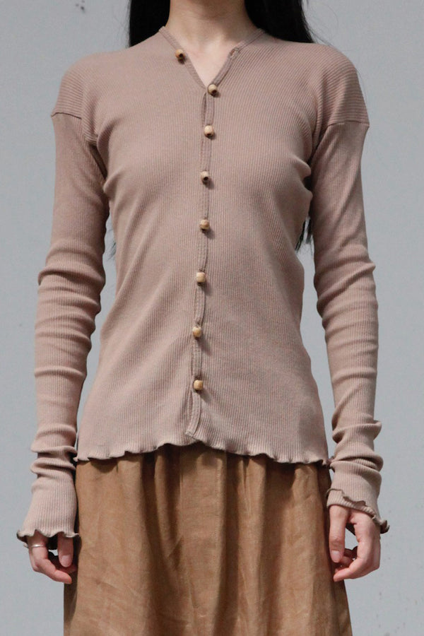 BASERANGE Taffeta cardigan TOTVC-RC-AU23 dehydrated beige